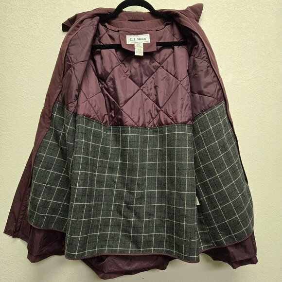 Vintage L.L. Bean Petite XL Flannel Lined Burgundy Maroon Barn Chore Jacket - Picture 3 of 13